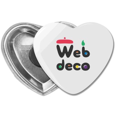 Web deco 缶バッジ 【 ハート 】【□ マグネットタイプ 】単品ウェブデコ ◇ID