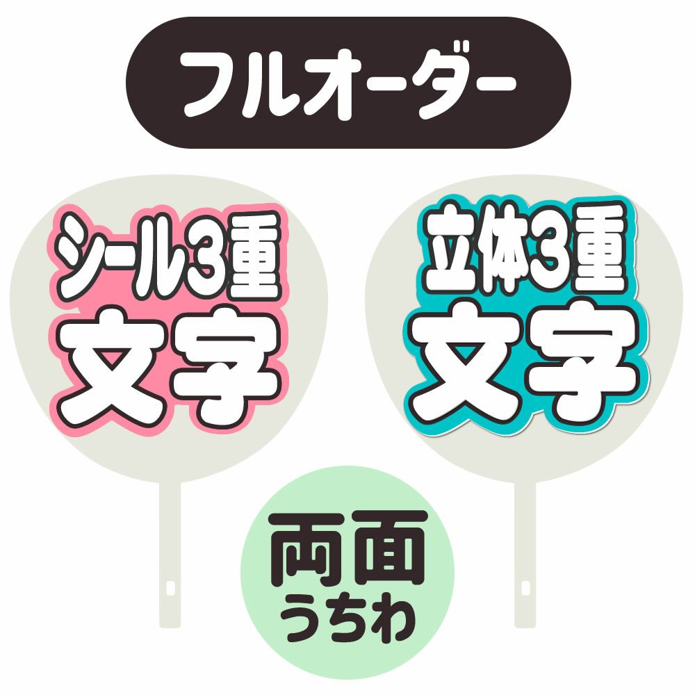 フルオーダーうちわ【両面うちわ】【◇：シール3重】×【◇：立体3重】